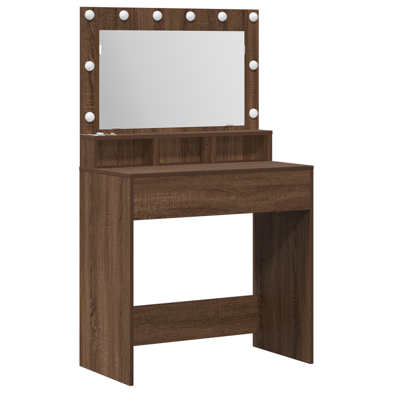vidaXL Sminkasztal polcokkal Barna Tölgy 79 x 41 x 135 cm Faanyag