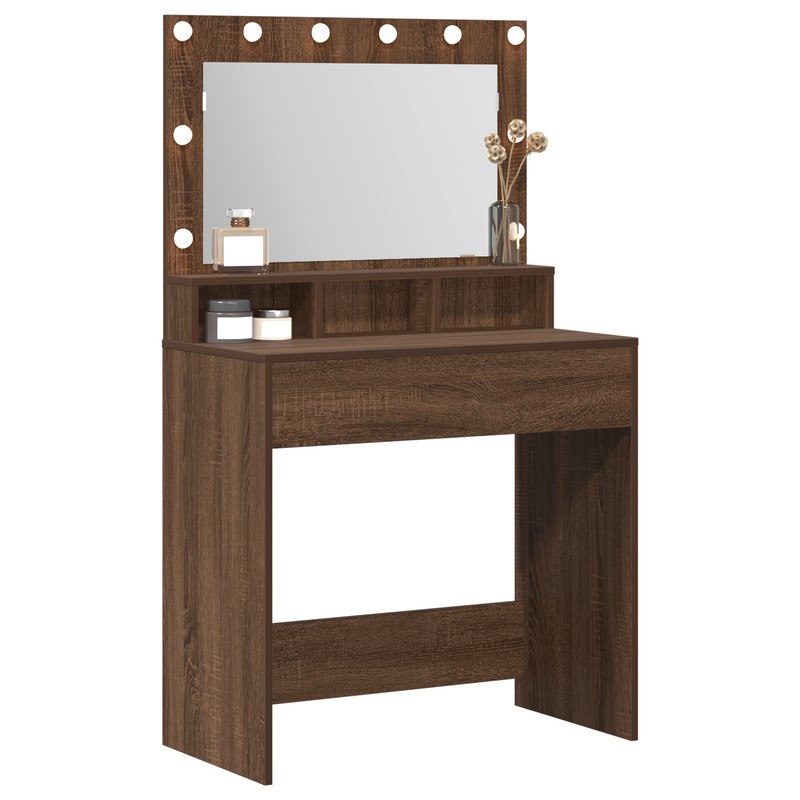 vidaXL Sminkasztal polcokkal Barna Tölgy 79 x 41 x 135 cm Faanyag