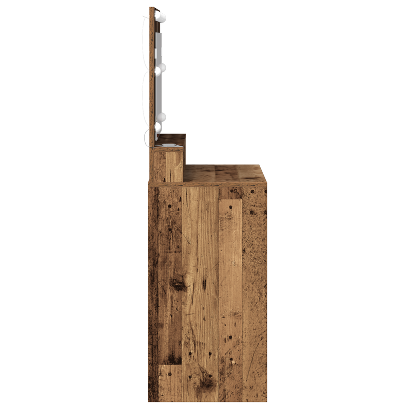 vidaXL Sminkasztal polcokkal tükörrel Régi fa 79 x 41 x 135 cm Faanyag