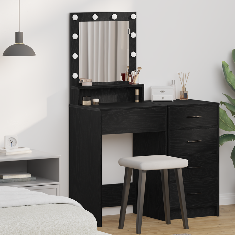 vidaXL Sminkasztal polcokkal Musta tammi 50 x 41 x 135 cm Faanyag