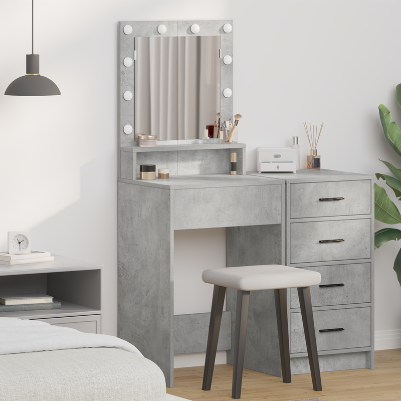 vidaXL Sminkasztal polcokkal Beton szürke 50 x 41 x 135 cm Faanyag