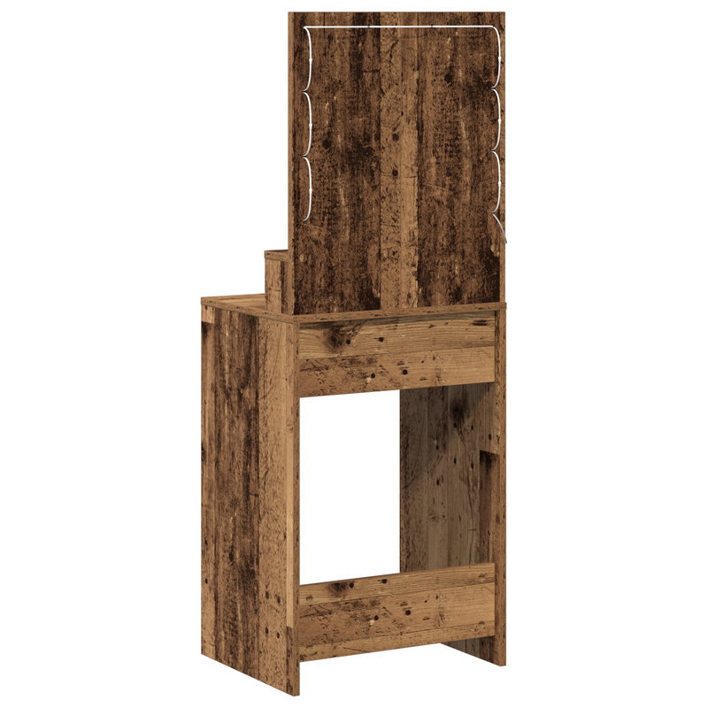 vidaXL Sminkasztal polcokkal tükörrel Öreg fa 50 x 41 x 135 cm Faanyag