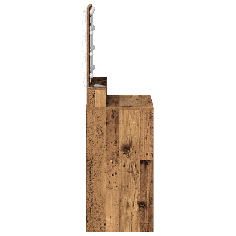 vidaXL Sminkasztal polcokkal tükörrel Öreg fa 50 x 41 x 135 cm Faanyag