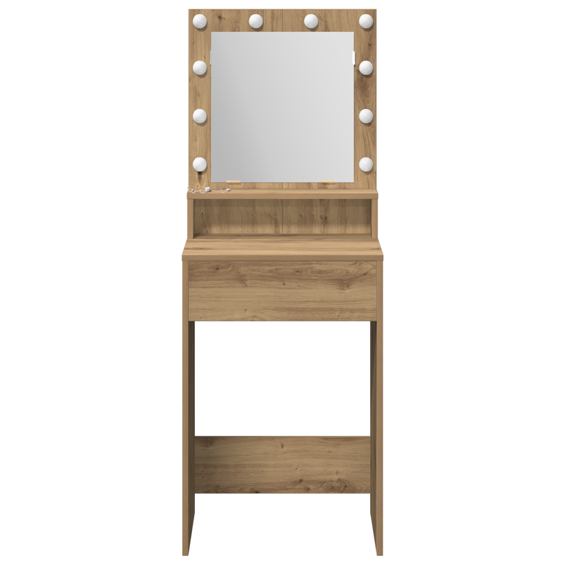 vidaXL Sminkasztal polcokkal kézműves tölgy 50 x 41 x 135 cm Faanyag