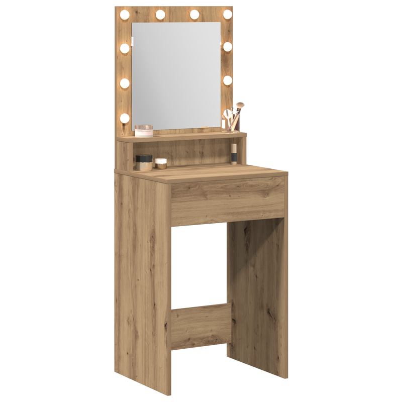 vidaXL Sminkasztal polcokkal kézműves tölgy 50 x 41 x 135 cm Faanyag
