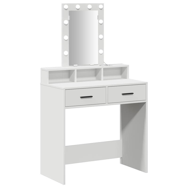 vidaXL Öltözködőasztal fiókkal tükörrel Fehér 79 x 41 x 140 cm Faanyag