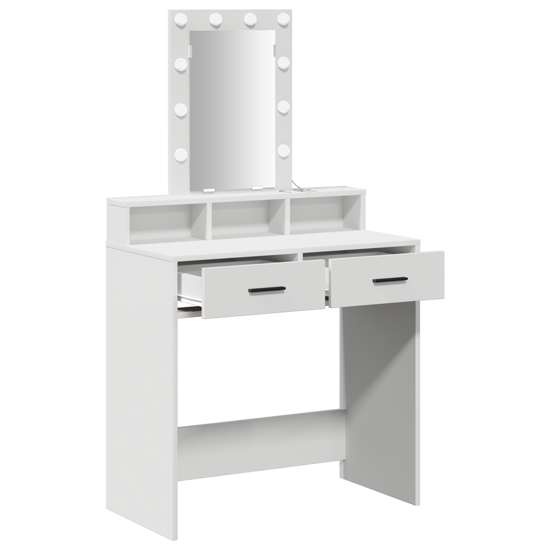 vidaXL Öltözködőasztal fiókkal tükörrel Fehér 79 x 41 x 140 cm Faanyag