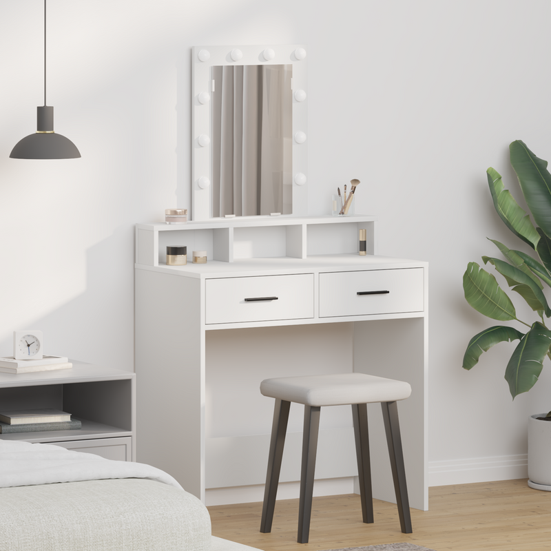 vidaXL Öltözködőasztal fiókkal tükörrel Fehér 79 x 41 x 140 cm Faanyag
