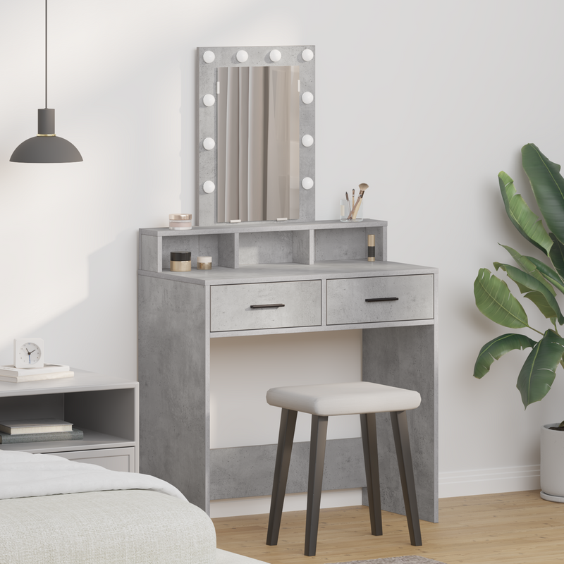 vidaXL Öltözködőasztal fiókkal Szürke 79 x 41 x 140 cm Faanyag