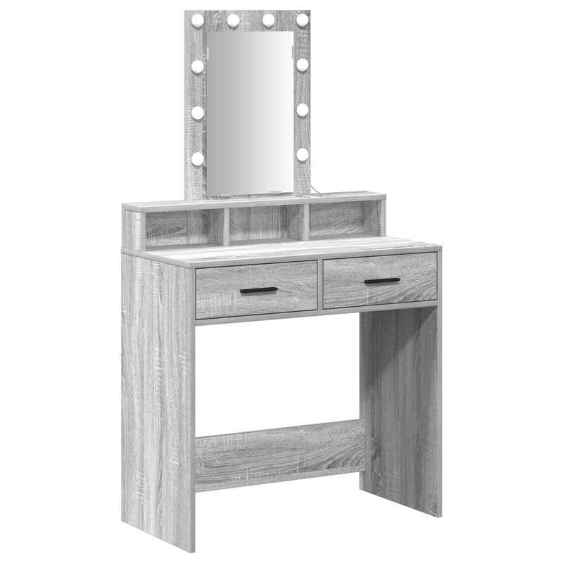 vidaXL Öltözködőasztal fiókkal Szürke 79 x 41 x 140 cm Faanyag
