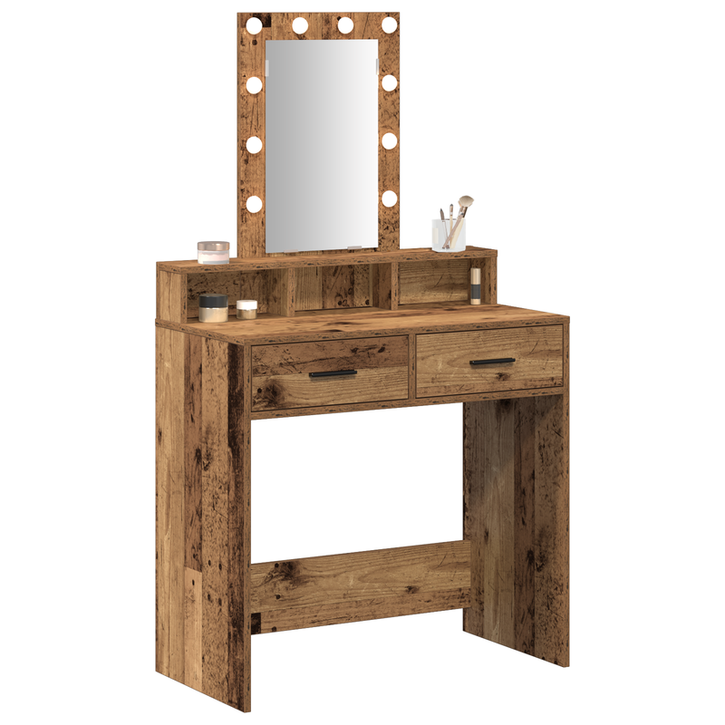 vidaXL Öltözködőasztal fiókkal tükörrel Barna 79 x 41 x 140 cm Faanyag