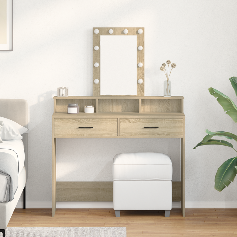 vidaXL Öltözködőasztal fiókkal Barna 100 x 41 x 140 cm Faanyag