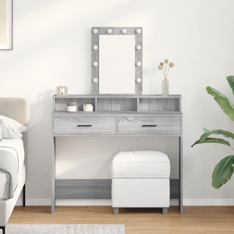 vidaXL Öltözködőasztal fiókkal Szürke 100 x 41 x 140 cm Faanyag