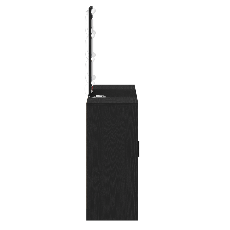 vidaXL Öltözködőasztal tárolóval Fekete 102 x 33 x 135 cm Faanyag