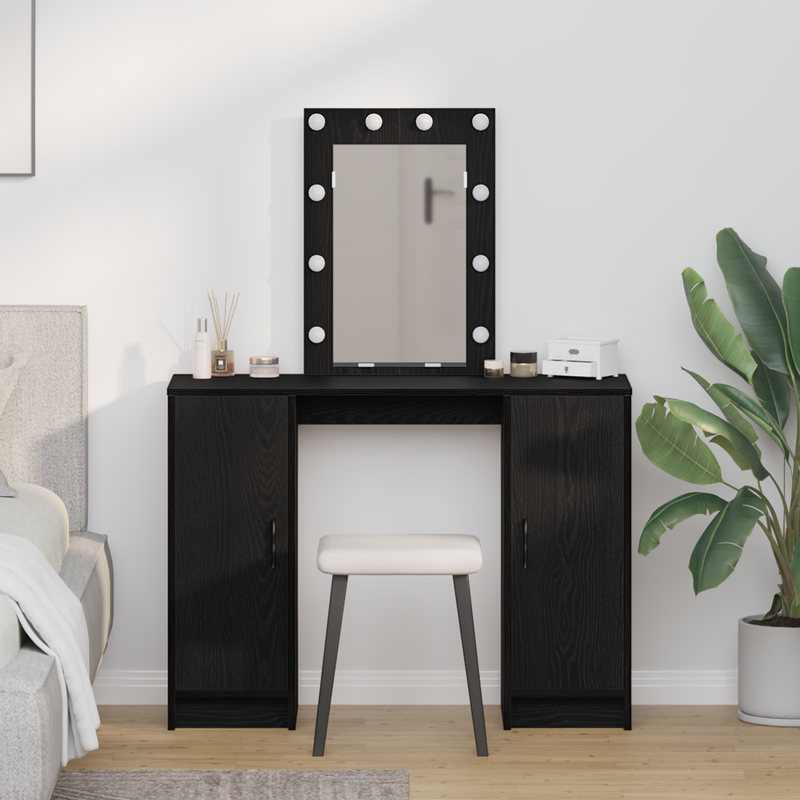 vidaXL Öltözködőasztal tárolóval Fekete 102 x 33 x 135 cm Faanyag