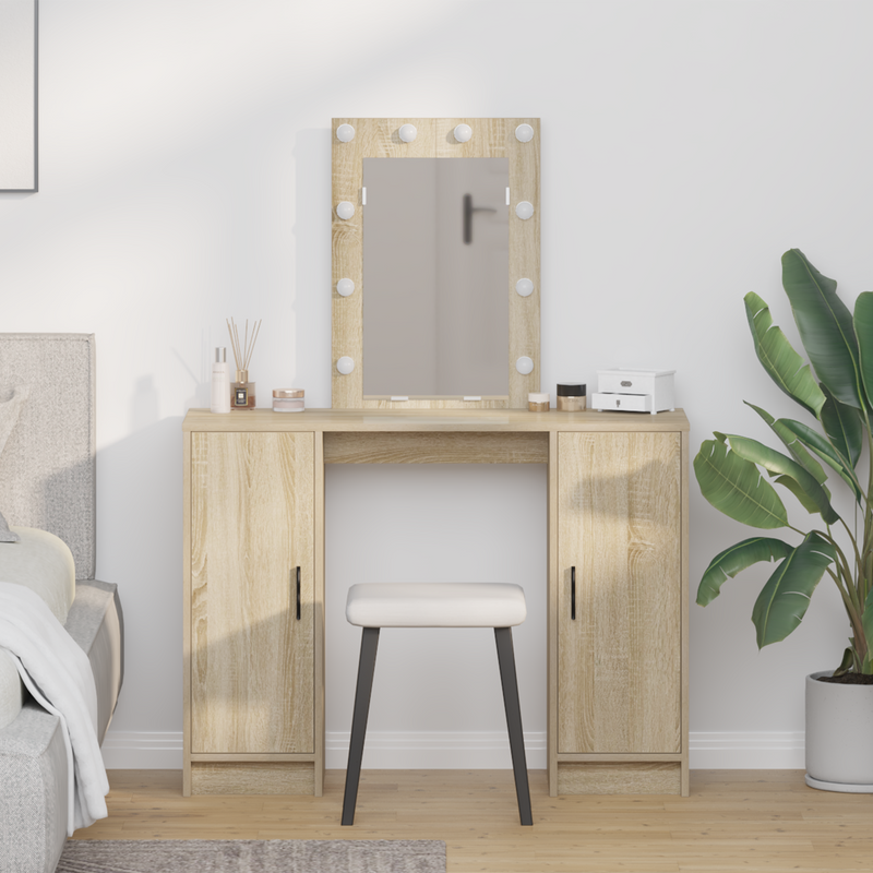 vidaXL Öltözködőasztal tárolóval Barna 102 x 33 x 135 cm Faanyag