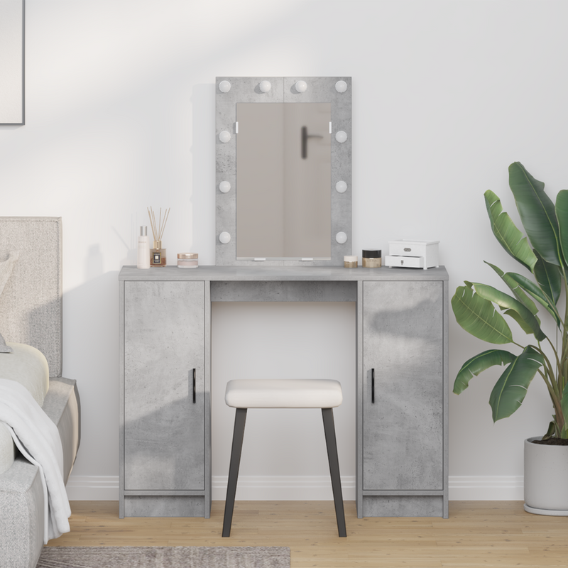vidaXL Öltözködőasztal ajtóval Világosszürke 102 x 33 x 135 cm Faanyag