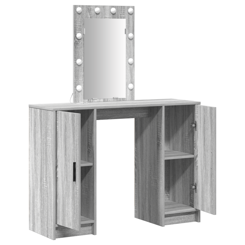 vidaXL Öltözködőasztal tárolóval Szürke 102 x 33 x 135 cm Faanyag