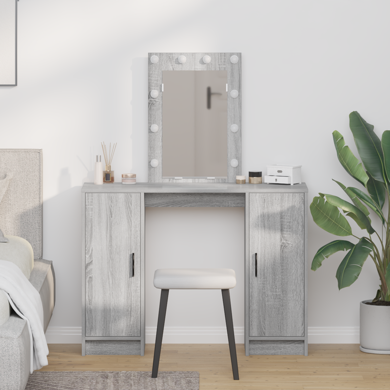 vidaXL Öltözködőasztal tárolóval Szürke 102 x 33 x 135 cm Faanyag