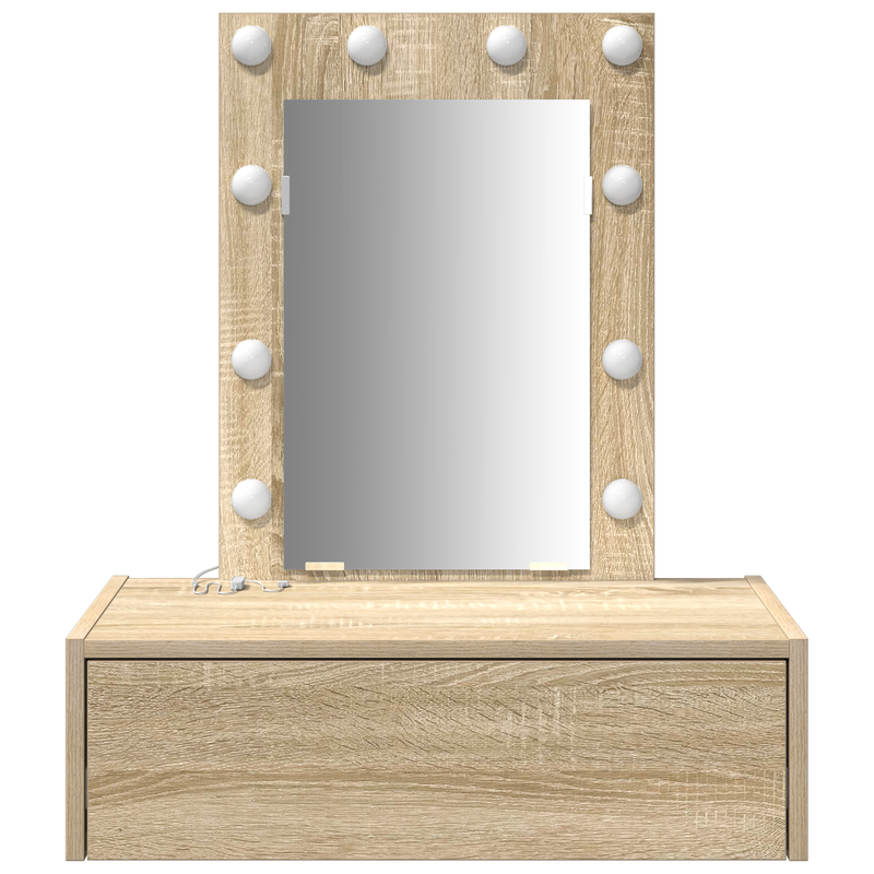 vidaXL Öltözködőasztal LED -es lámpákkal Barna 60 x 40 x 70 cm Faanyag