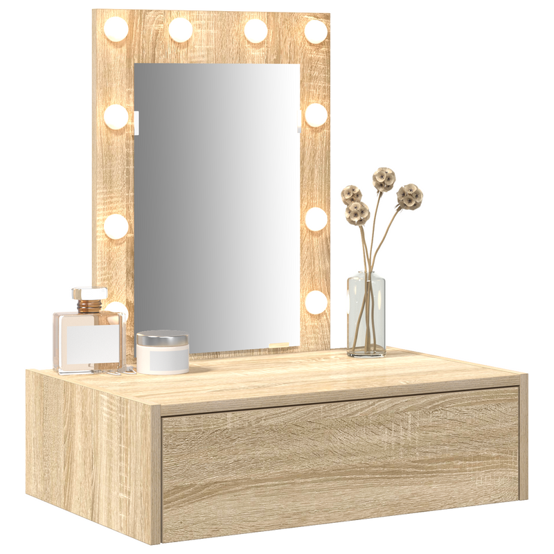 vidaXL Öltözködőasztal LED -es lámpákkal Barna 60 x 40 x 70 cm Faanyag