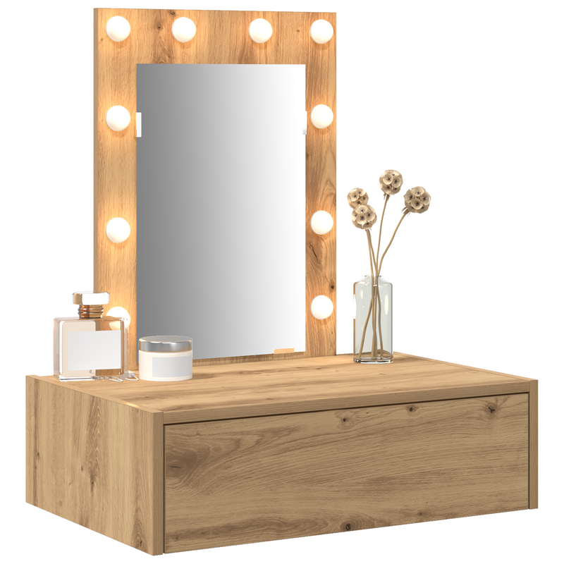 vidaXL Öltözködőasztal LED -es lámpákkal Barna 60 x 40 x 70 cm Faanyag