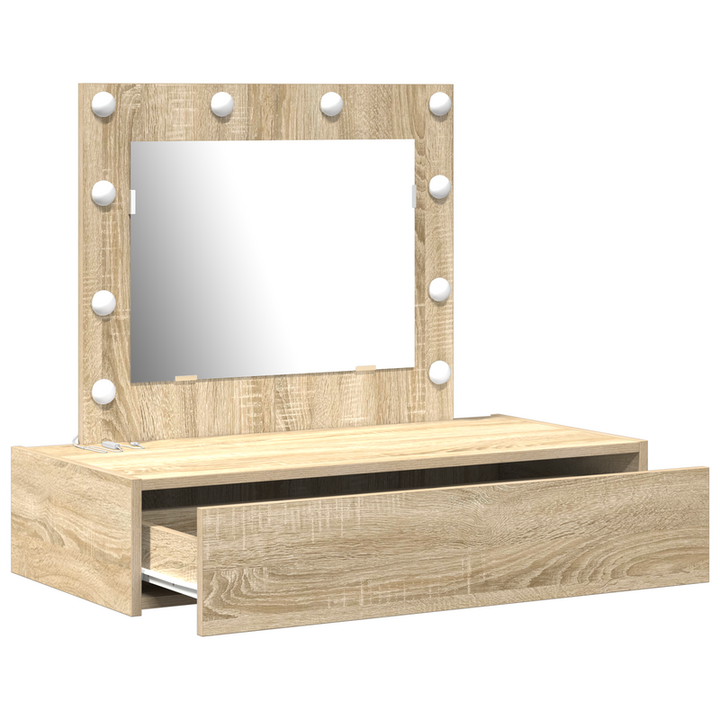 vidaXL Öltözködőasztal LED -es lámpákkal Barna 83 x 40 x 70 cm Faanyag