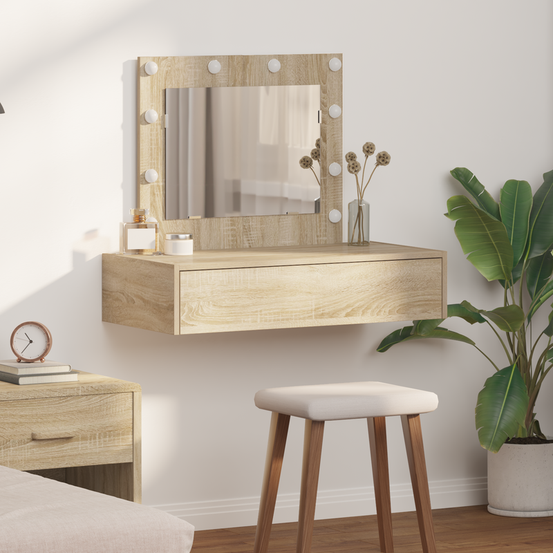 vidaXL Öltözködőasztal LED -es lámpákkal Barna 83 x 40 x 70 cm Faanyag