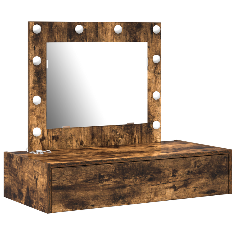 vidaXL Öltözködőasztal LED -es lámpákkal Barna 83 x 40 x 70 cm Faanyag