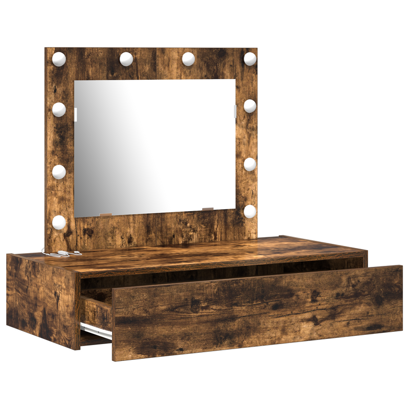 vidaXL Öltözködőasztal LED -es lámpákkal Barna 83 x 40 x 70 cm Faanyag