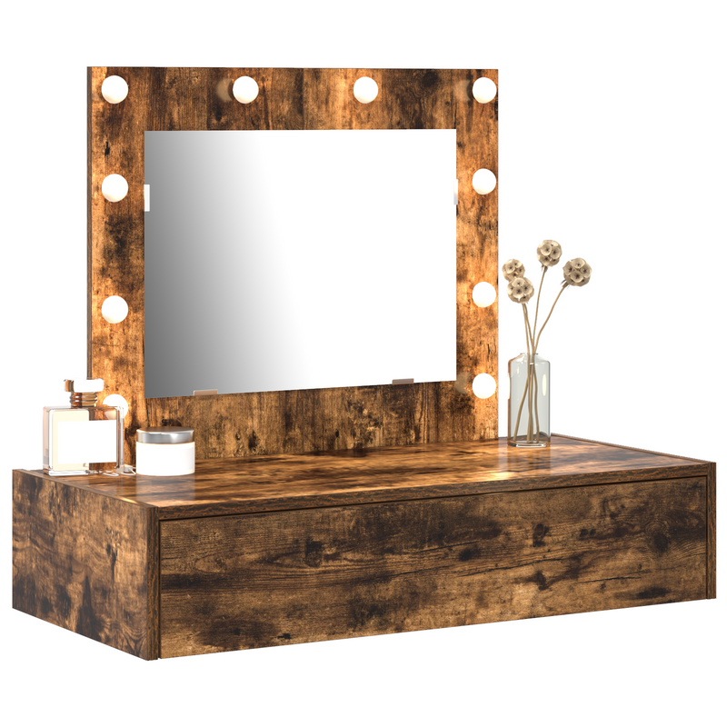 vidaXL Öltözködőasztal LED -es lámpákkal Barna 83 x 40 x 70 cm Faanyag