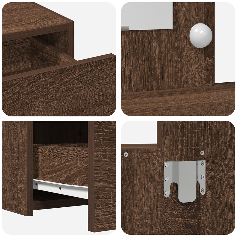 vidaXL Öltözködőasztal LED -es lámpákkal Barna 83 x 40 x 70 cm Faanyag