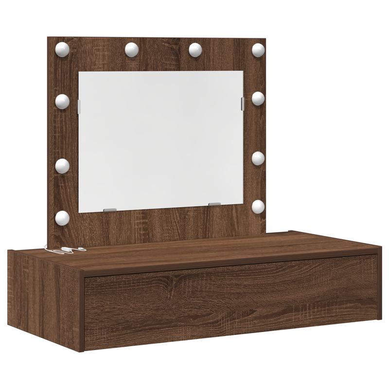 vidaXL Öltözködőasztal LED -es lámpákkal Barna 83 x 40 x 70 cm Faanyag