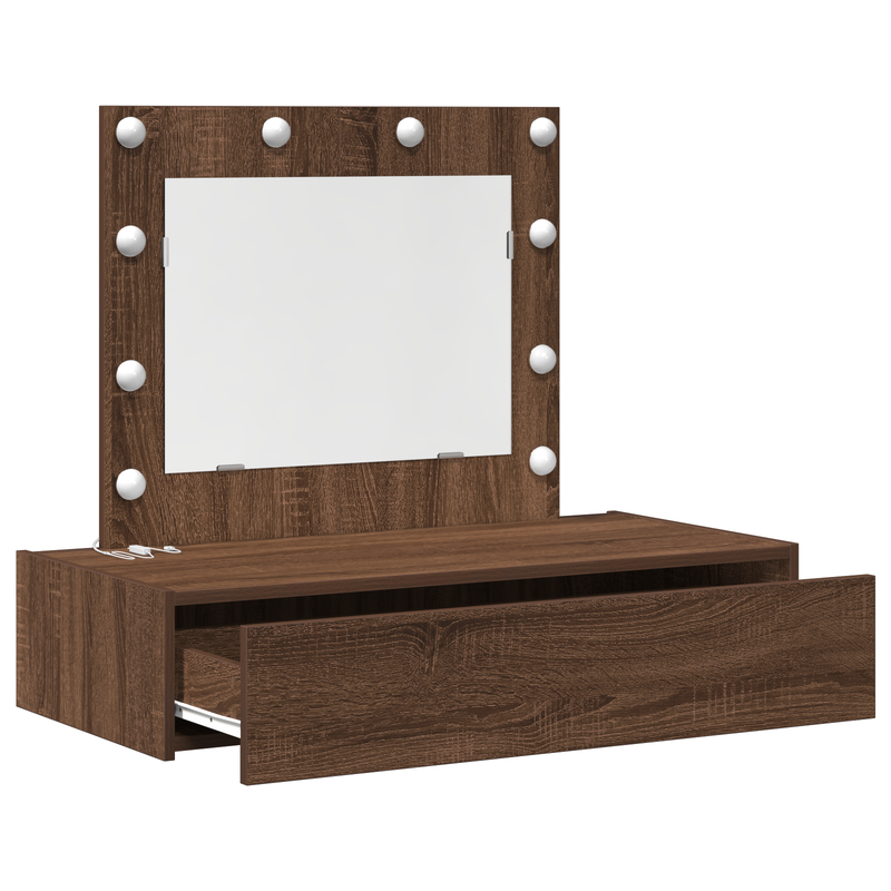 vidaXL Öltözködőasztal LED -es lámpákkal Barna 83 x 40 x 70 cm Faanyag