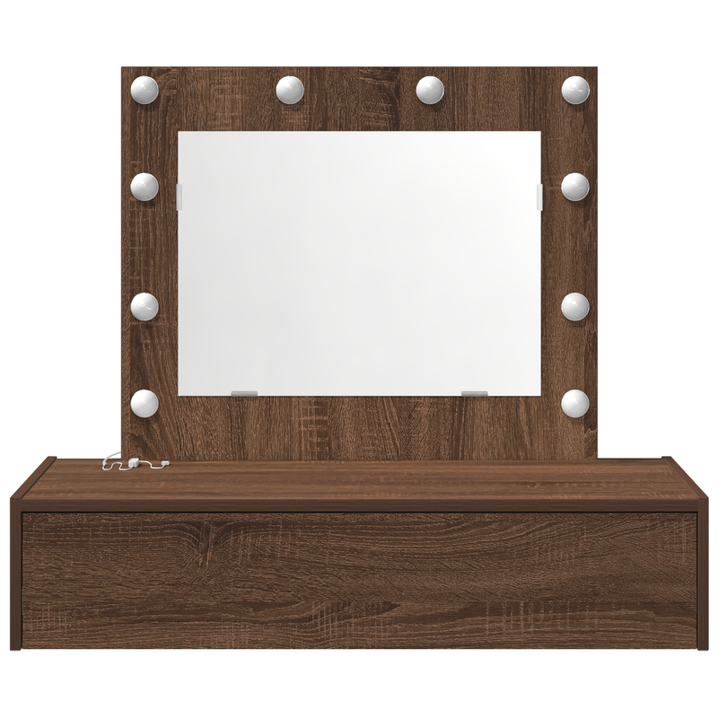 vidaXL Öltözködőasztal LED -es lámpákkal Barna 83 x 40 x 70 cm Faanyag