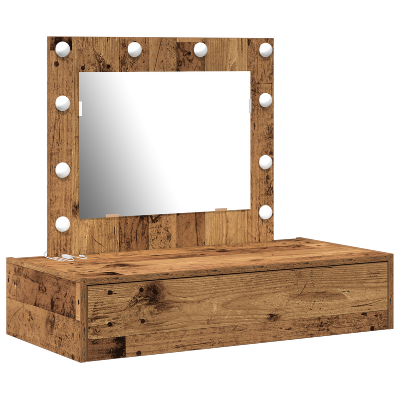 vidaXL Öltözködőasztal LED -es lámpákkal Barna 83 x 40 x 70 cm Faanyag