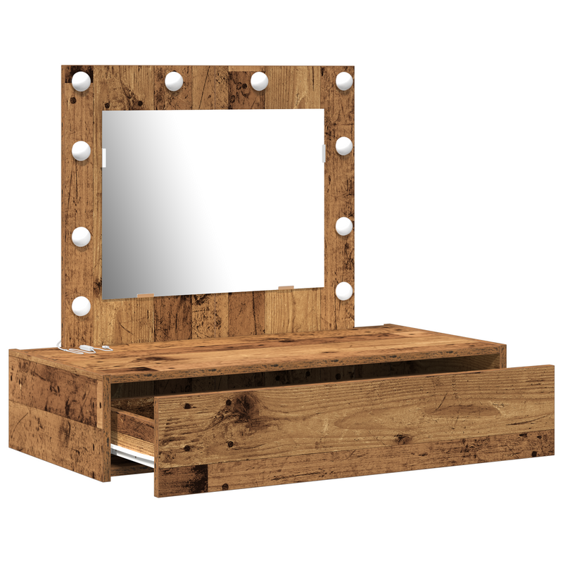 vidaXL Öltözködőasztal LED -es lámpákkal Barna 83 x 40 x 70 cm Faanyag
