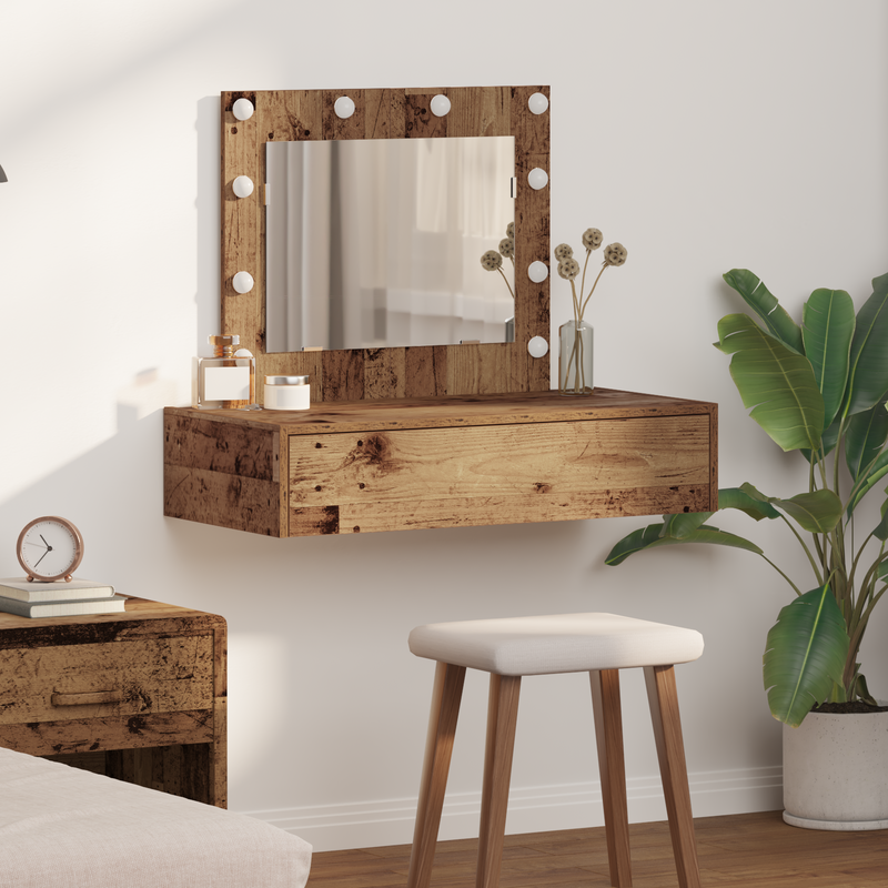 vidaXL Öltözködőasztal LED -es lámpákkal Barna 83 x 40 x 70 cm Faanyag