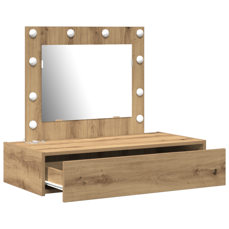 vidaXL Öltözködőasztal LED -es lámpákkal Barna 83 x 40 x 70 cm Faanyag