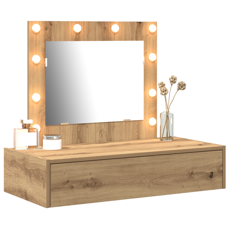 vidaXL Öltözködőasztal LED -es lámpákkal Barna 83 x 40 x 70 cm Faanyag