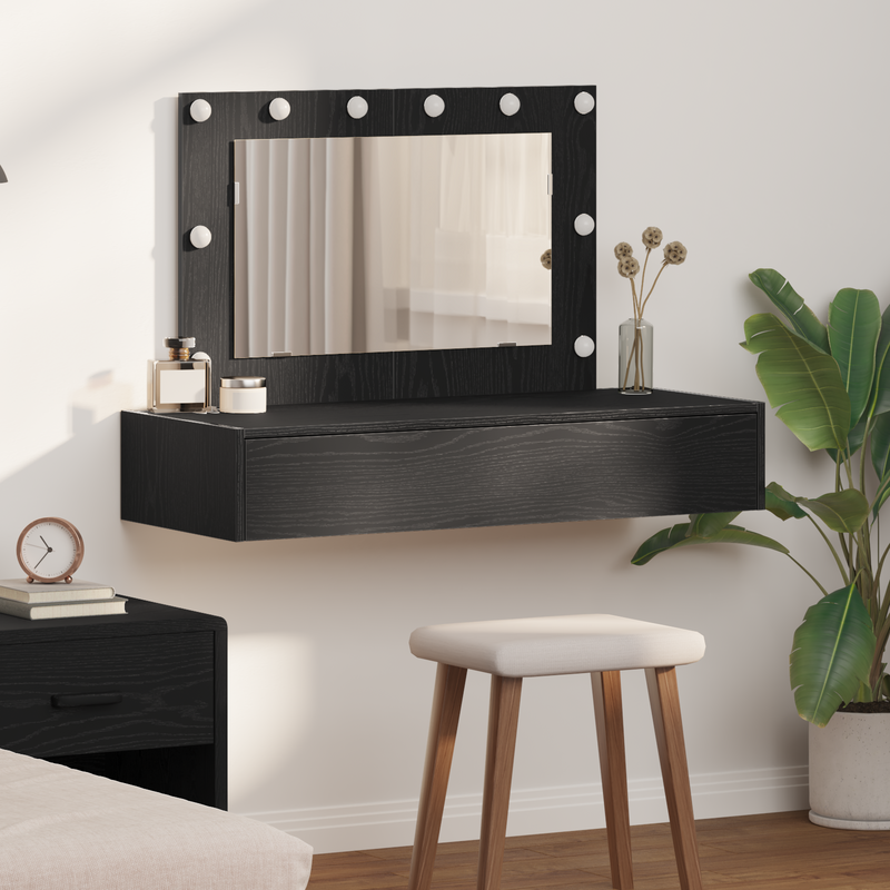 vidaXL Öltözködőasztal fiókkal Fekete 100 x 40 x 70 cm Faanyag