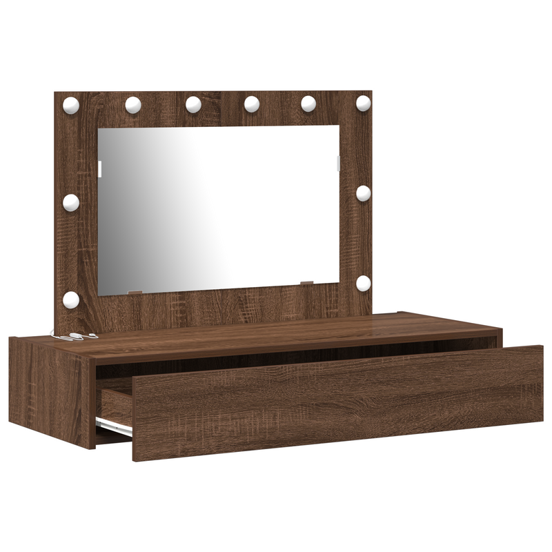 vidaXL Öltözködőasztal fiókkal tükörrel Barna 100 x 40 x 70 cm Faanyag