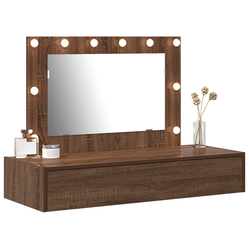 vidaXL Öltözködőasztal fiókkal tükörrel Barna 100 x 40 x 70 cm Faanyag