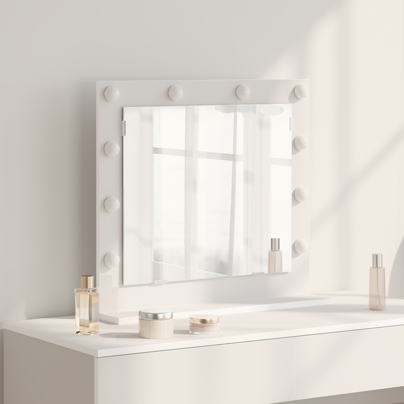 vidaXL Toalett Tükör Fehér 60 x 55 x 18 cm Megmunkált fa és üveg