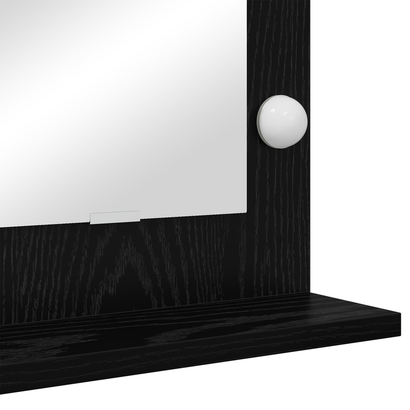 vidaXL Toalett Tükör LED -es lámpákkal Fekete tölgy 60 x 55 x 18 cm