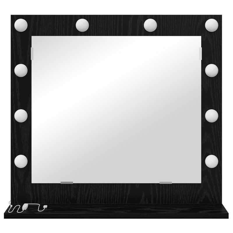 vidaXL Toalett Tükör LED -es lámpákkal Fekete tölgy 60 x 55 x 18 cm