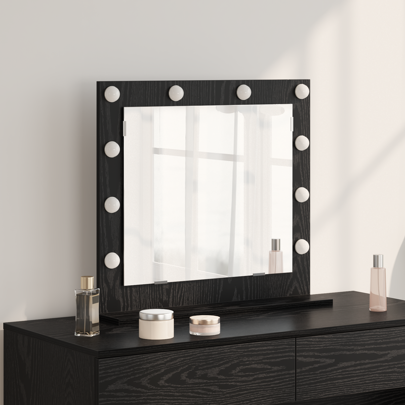 vidaXL Toalett Tükör LED -es lámpákkal Fekete tölgy 60 x 55 x 18 cm
