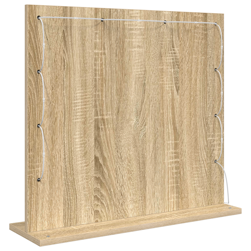 vidaXL Toalett Tükör LED -es lámpákkal Sonoma tölgy 60 x 55 x 18 cm