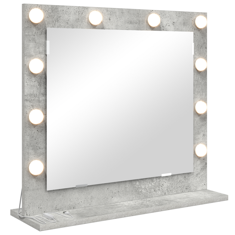 vidaXL Toalett Tükör LED -es lámpákkal Beton Szürke 60 x 55 x 18 cm