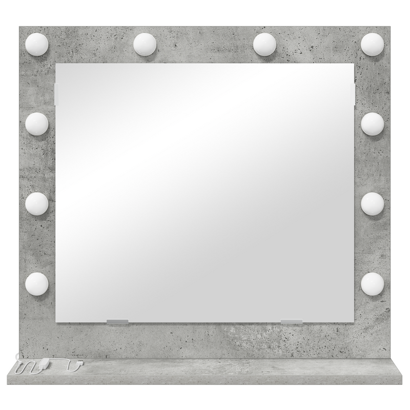 vidaXL Toalett Tükör LED -es lámpákkal Beton Szürke 60 x 55 x 18 cm